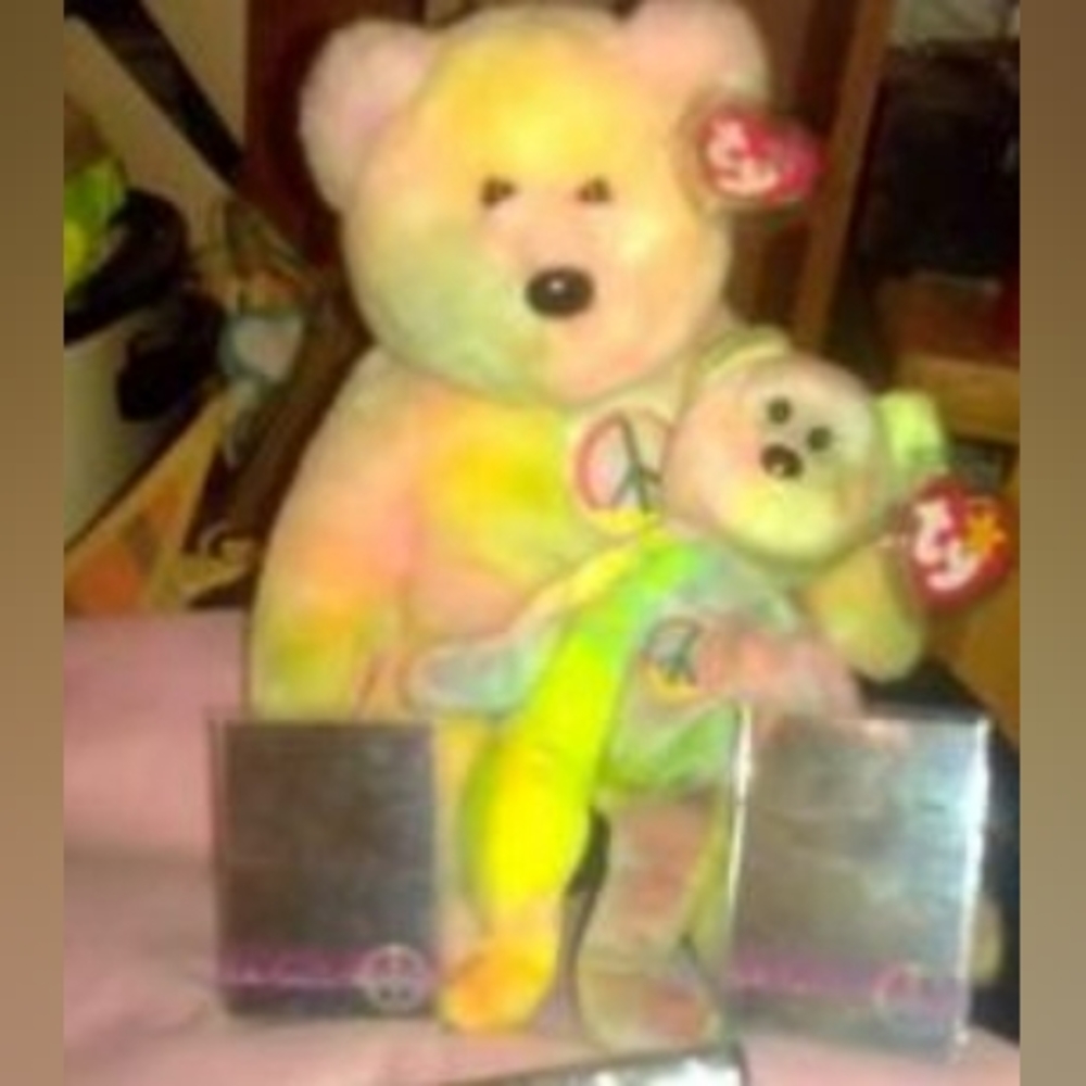 Peace beanie buddy an babie pastels 2 rare bear card